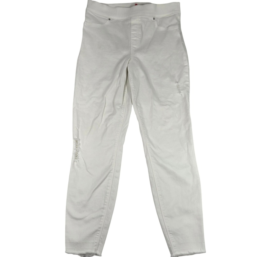 Spanx Jeggings White Distressed Denim‎ Pull On Comfort Size L/G 29x27 Stretch